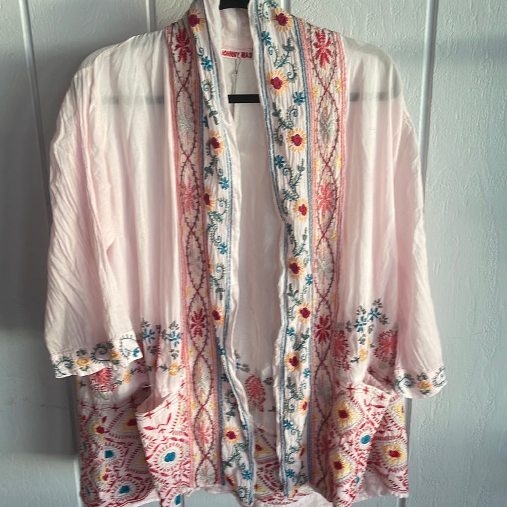 Johnny Was Pink floral Cardigan